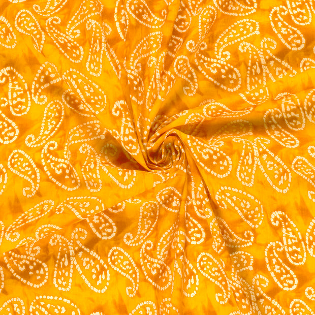 Voile tissu Jaune imprimé 