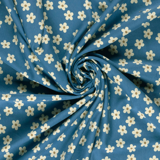 French Terry geraut fabrik Indigoblau bedruckt 