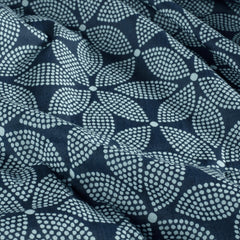 Voile bedruckt Blumen Indigoblau