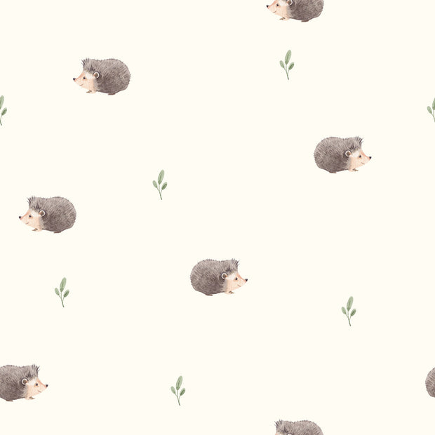 French Terry GOTS organic fabric Hedgehog Off White