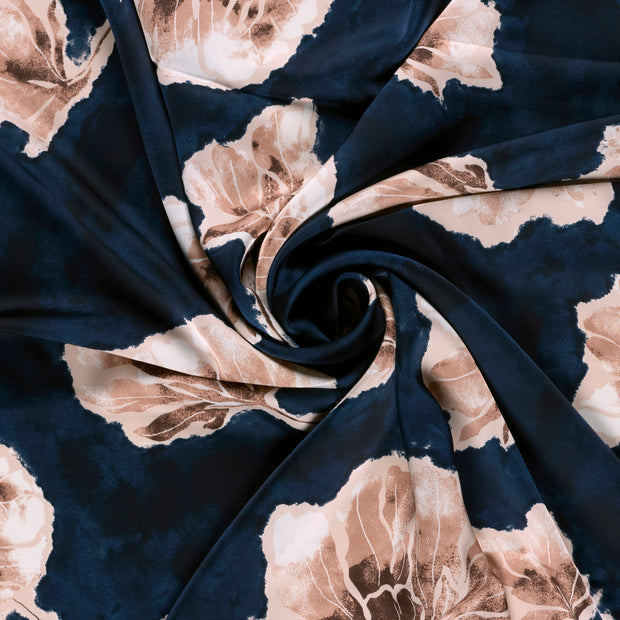 Satén Duchesse tela Azul marino estampado 