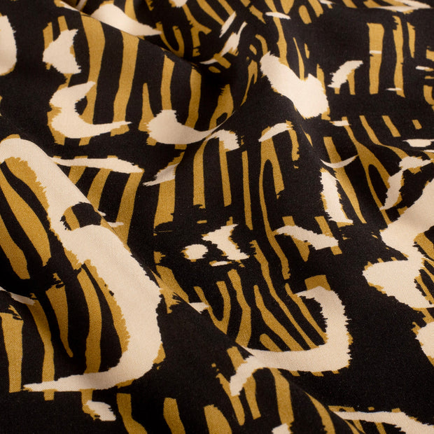 Viscose Poplin stof Abstract Zwart