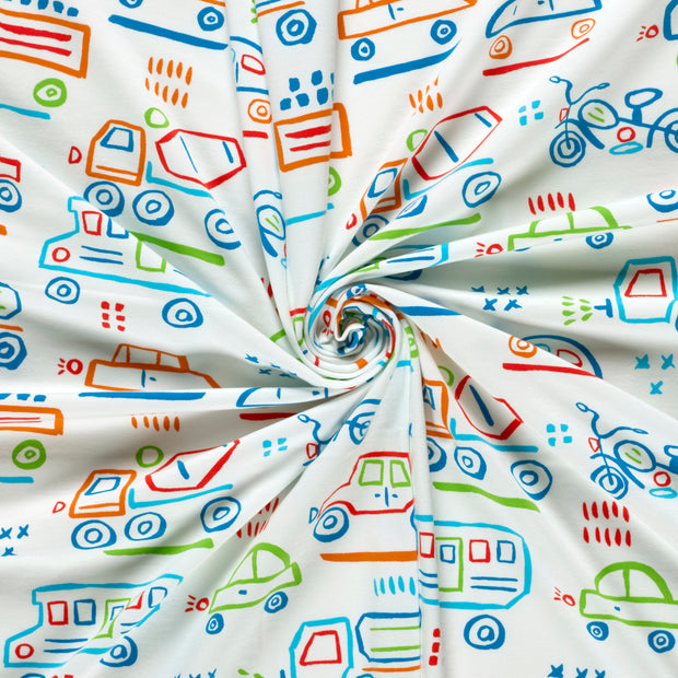 Jersey fabric Off White printed 