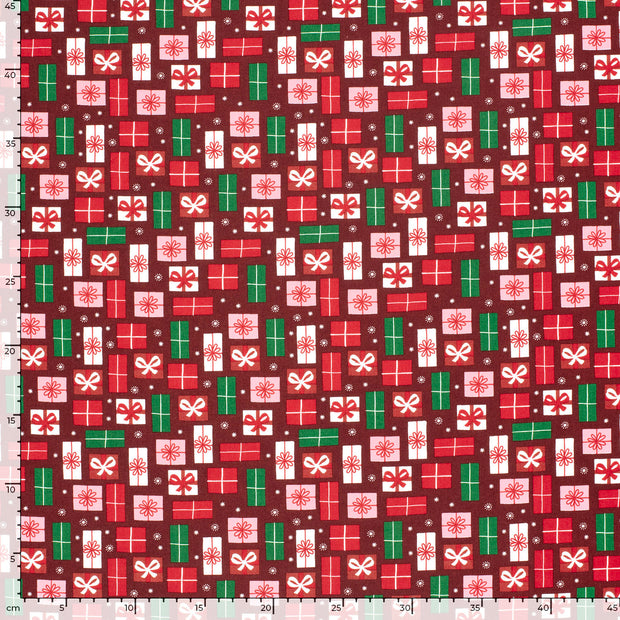 Cotton Poplin fabric Christmas Red