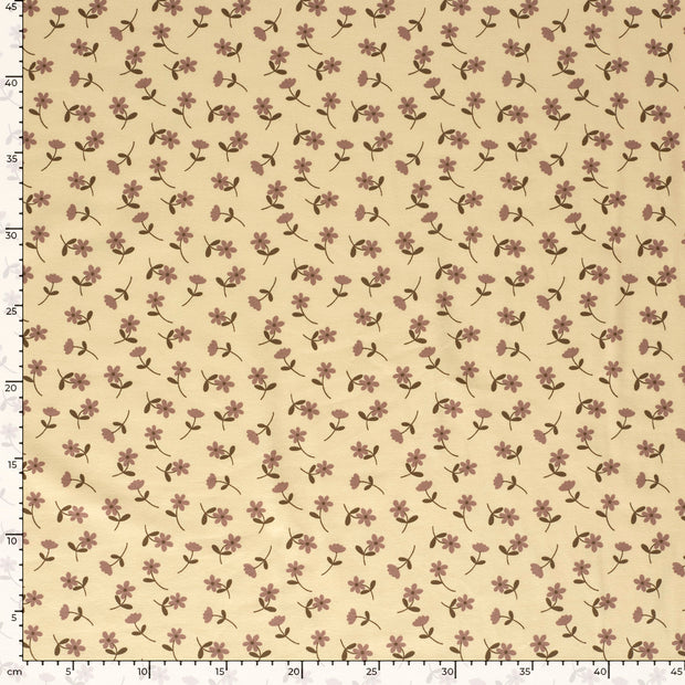 Jersey fabric Flowers Beige