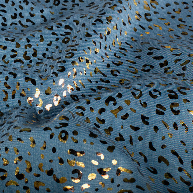 Denim stof Luipaarden Indigo