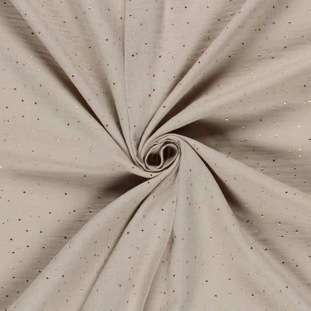 Muslin fabric Beige foiled 