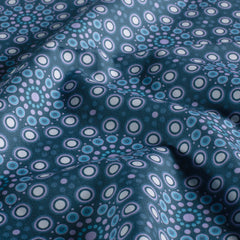 Cotton Poplin digital printed Flowers Steel Blue