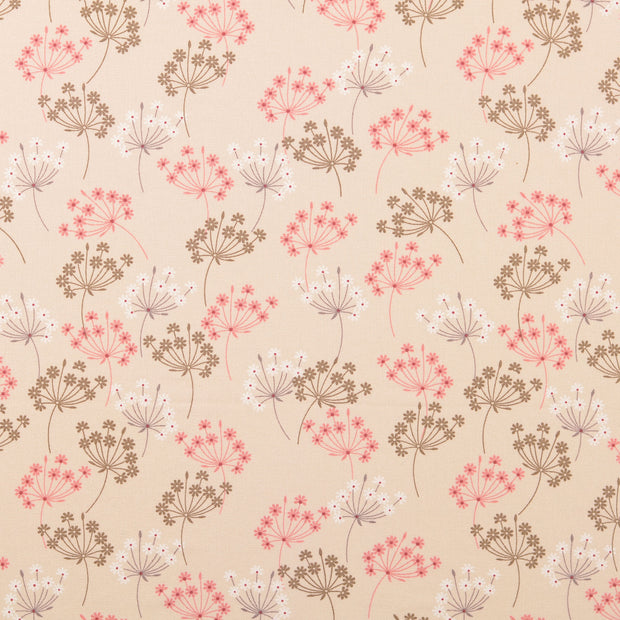 Cretonne fabric Flowers Beige