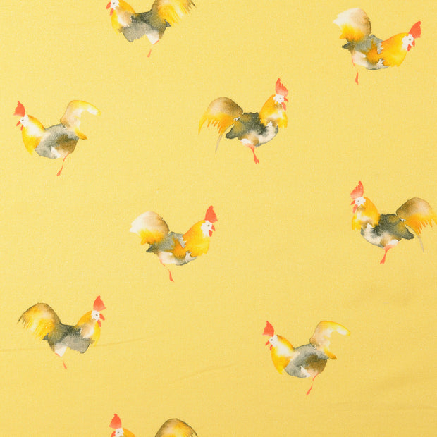 Cretonne fabric Chicken Yellow