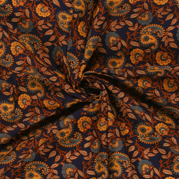 Voile fabric Navy printed 