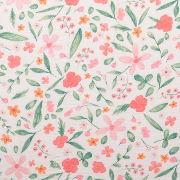Double gaze tissu fleurs Multicolore