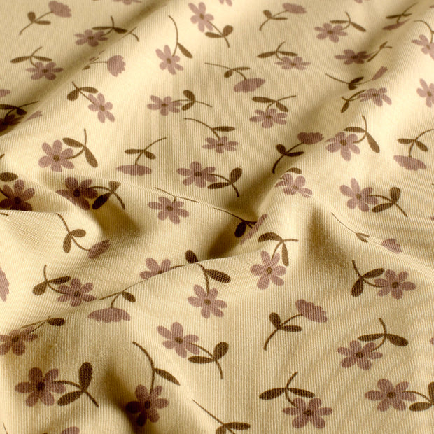 Jersey fabric Flowers Beige