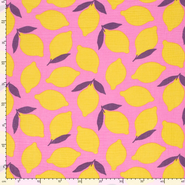 Musselin fabrik Obst & Früchte Rosa