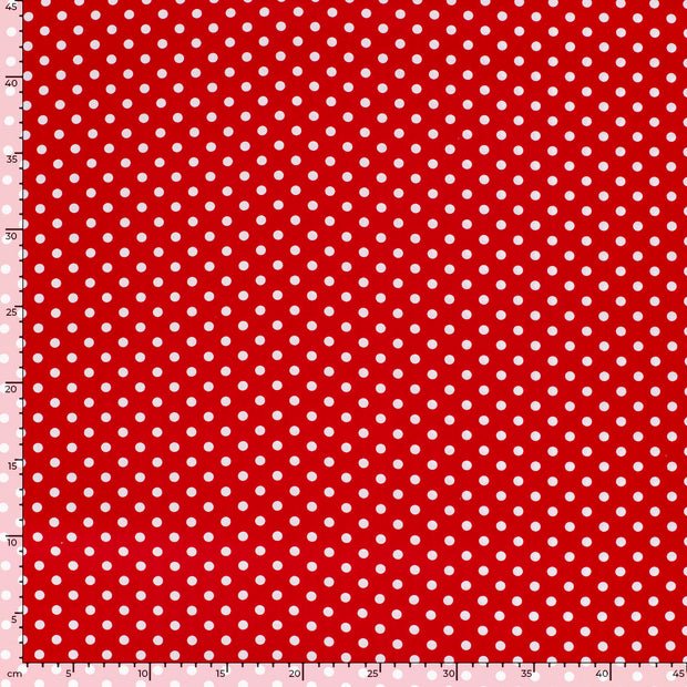 Algodón Popelina tela Puntos Rojo