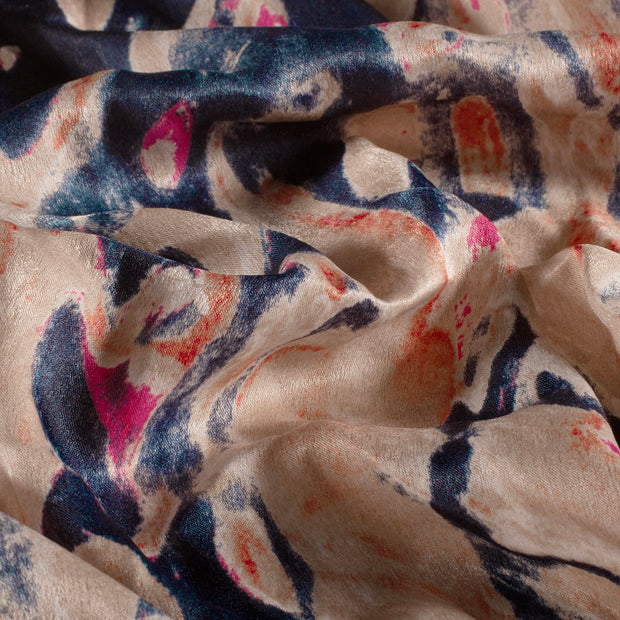 Satin Velvet fabric Abstract Navy