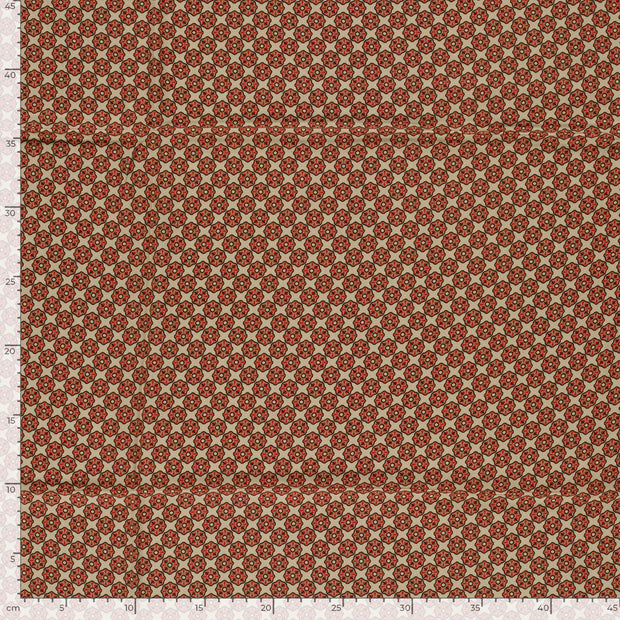 Viscose Satin fabric Abstract Dark Red