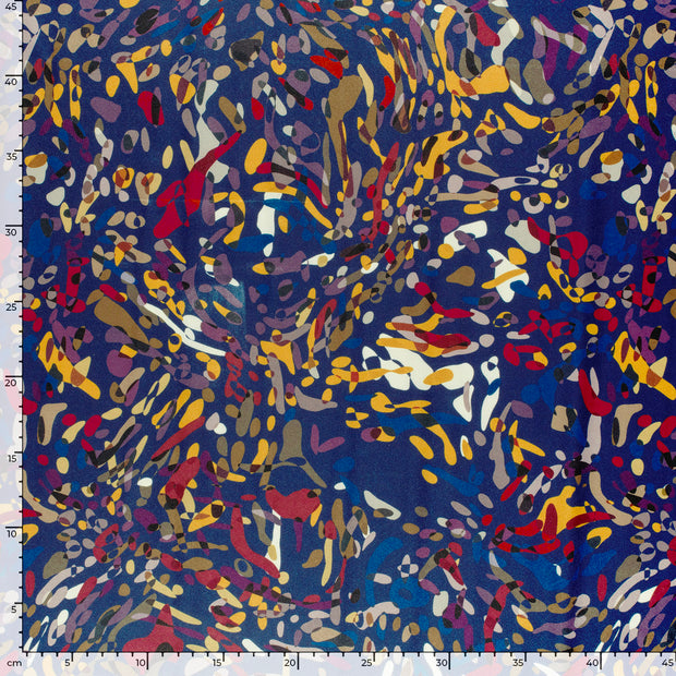 Satin fabric Abstract Navy