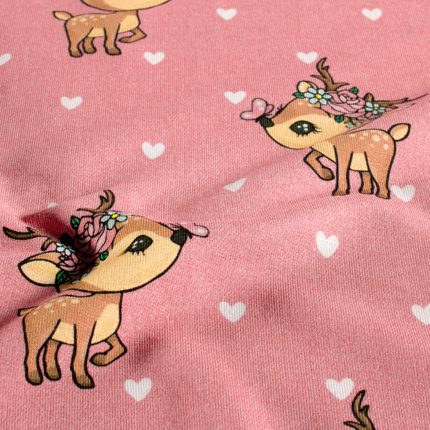 French Terry fabric Deer Old Pink