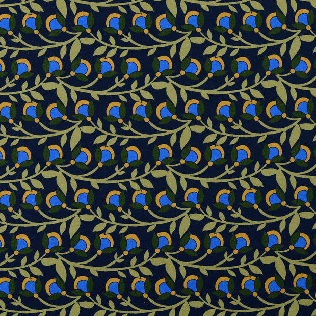 French Terry fabric Flowers Light Blue