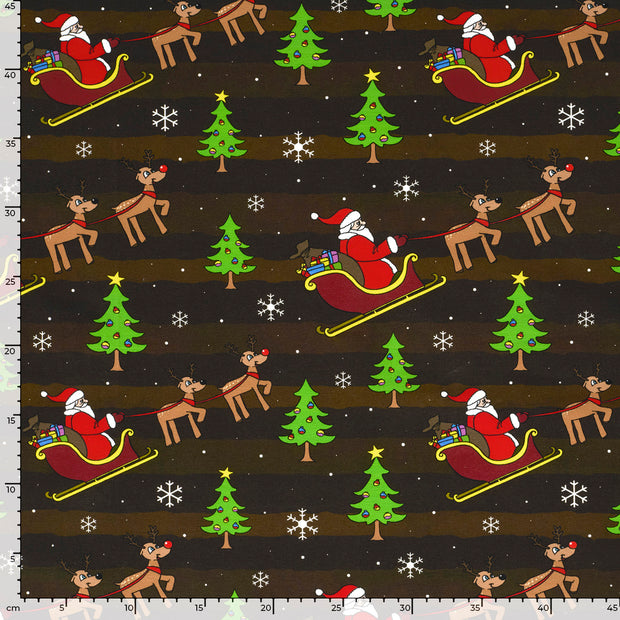 French Terry fabric Christmas Brown