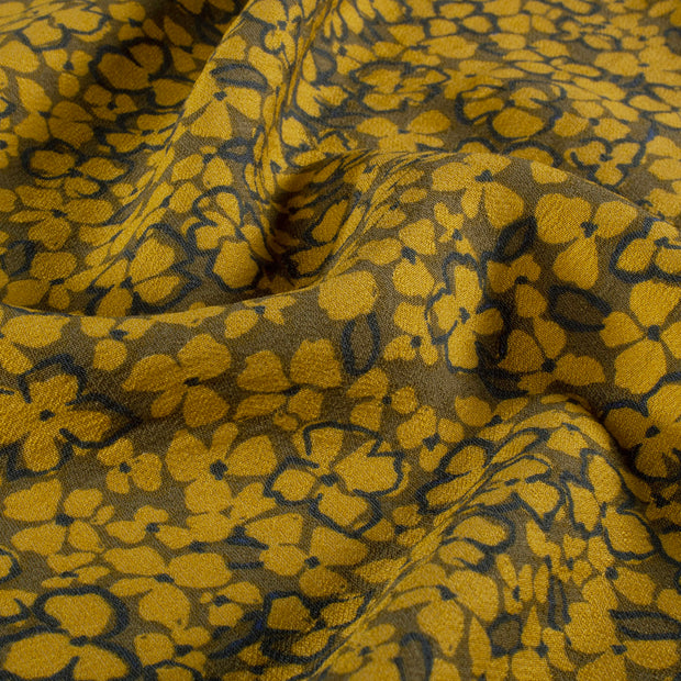 Viscose Nylon Ottoman tissu fleurs Gris taupe