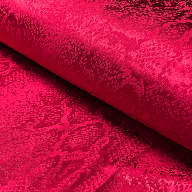Satin Jacquard fabric Snakes Dark Red