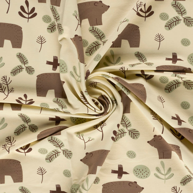 French Terry fabric Beige printed 