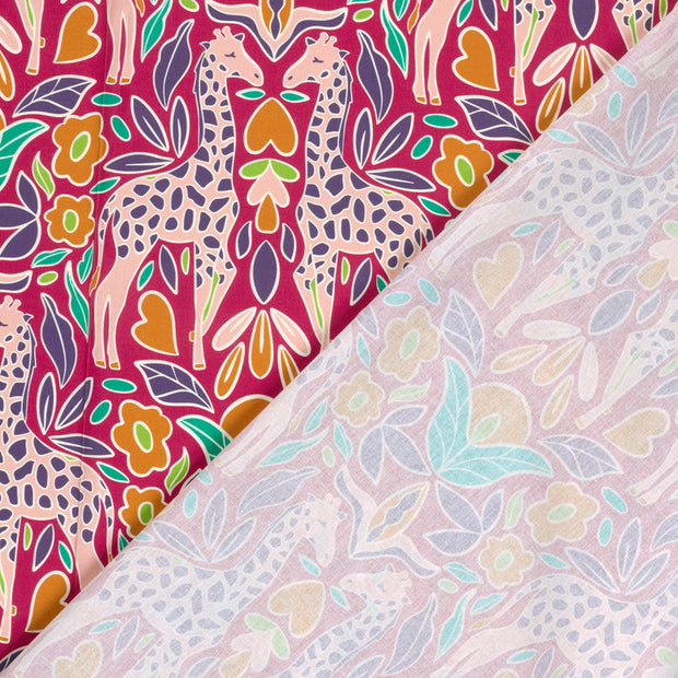Cotton Poplin fabric Giraffes printed 
