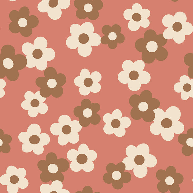 Coral Fleece fabric Flowers Coral