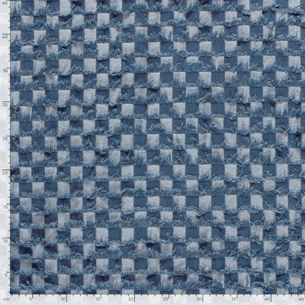 Denim fabric Checks Indigo