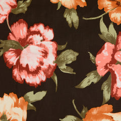 Viscose Poplin printed Flowers Brown