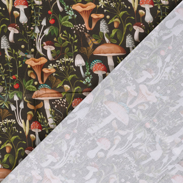 Panama fabric Mushrooms digital printed 