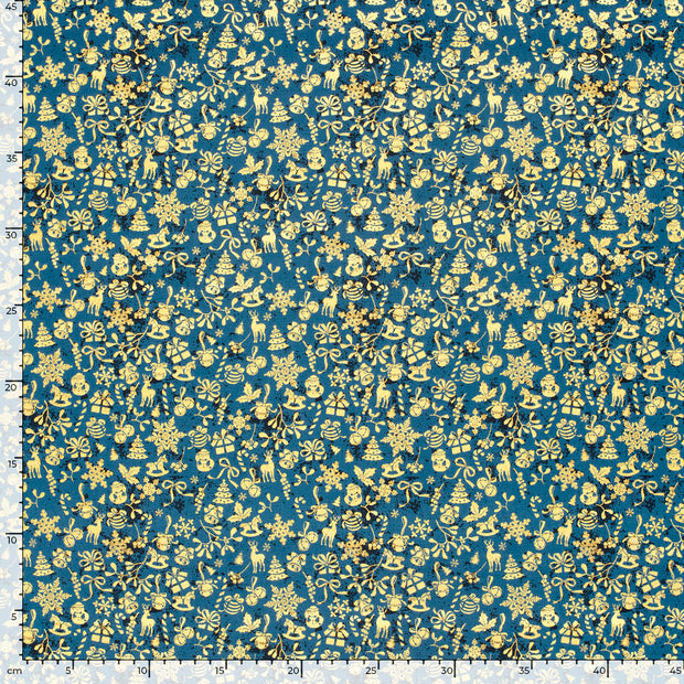 Popeline de Coton tissu ornements Bleu Marine
