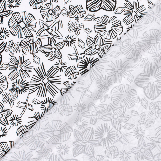 Viscose Lin Chaine et Trame tissu fleurs imprimé 