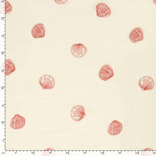 Muslin fabric Shells Red