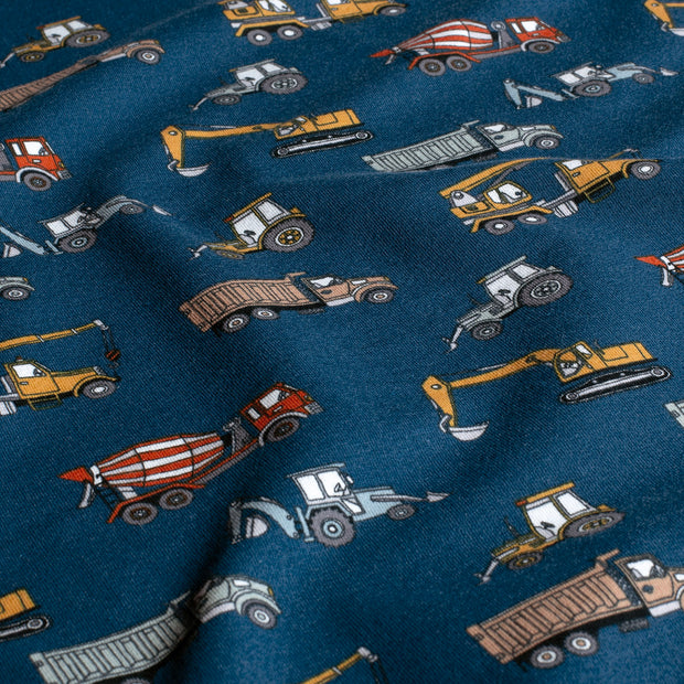 French Terry fabric Tractors Navy