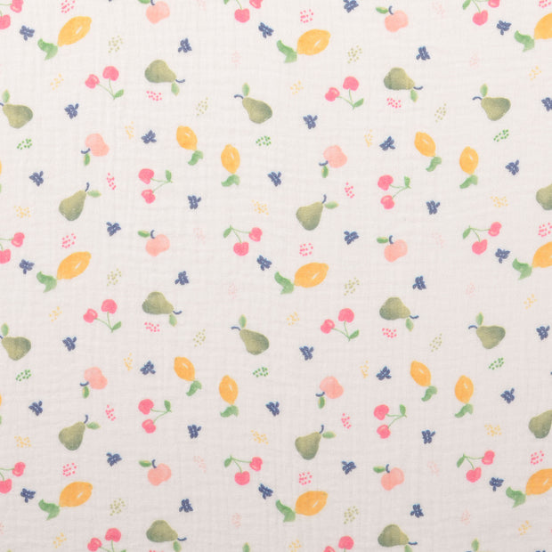 Muslin fabric Fruits Multicolor