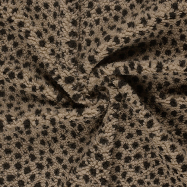 Sherpa Fleece fabrik Taupe Grau jacquard 