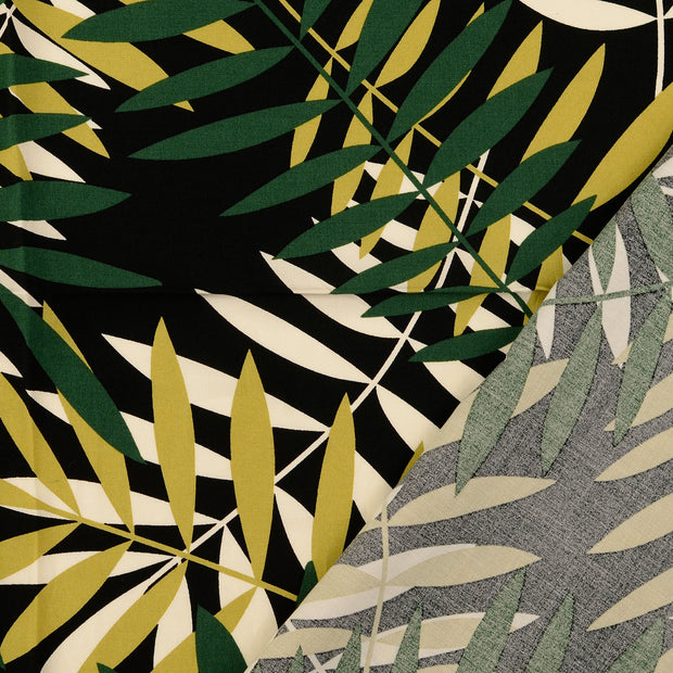 Viscosa Poplin tela Verde oliva estampado 