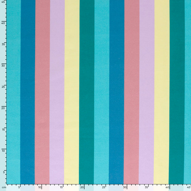 French Terry tissu rayures Bleu Canard