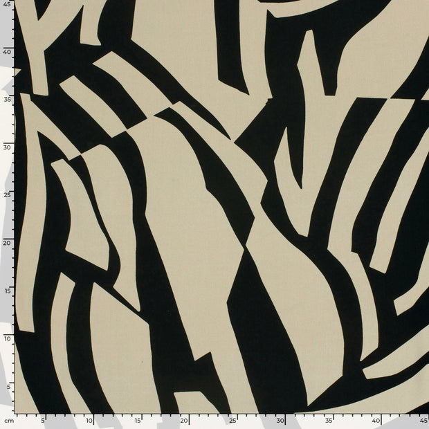 Viscose Poplin stof Abstract Zwart