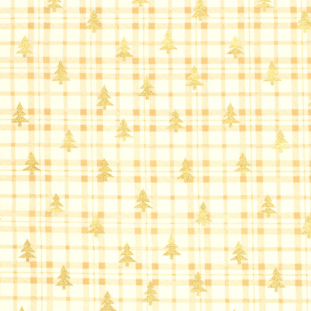 Popeline de Coton tissu arbres Blanc cassé