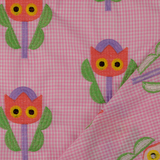 Algodón Popelina tela Rosa bordado 