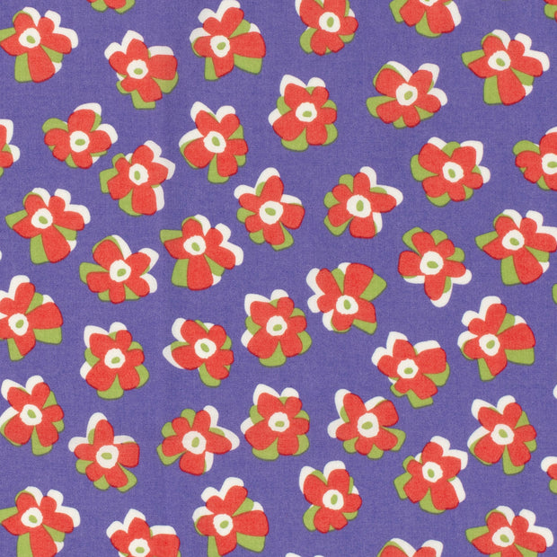 Algodón satinado tela Flores Morado