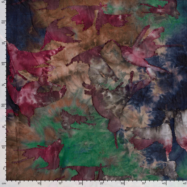 Burnout Jacquard fabrik Blumen Aubergine