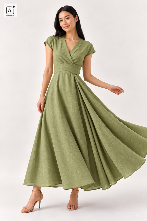 Woven Polyester tela Unicolor Verde lima
