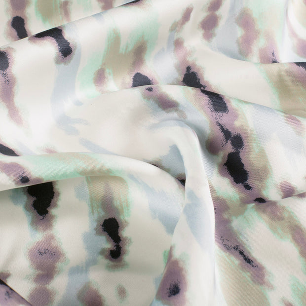 Satijn Duchesse stof Abstract Lichtblauw