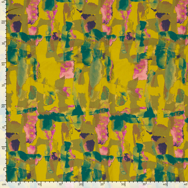 Viscose Poplin fabric Abstract Lime Green