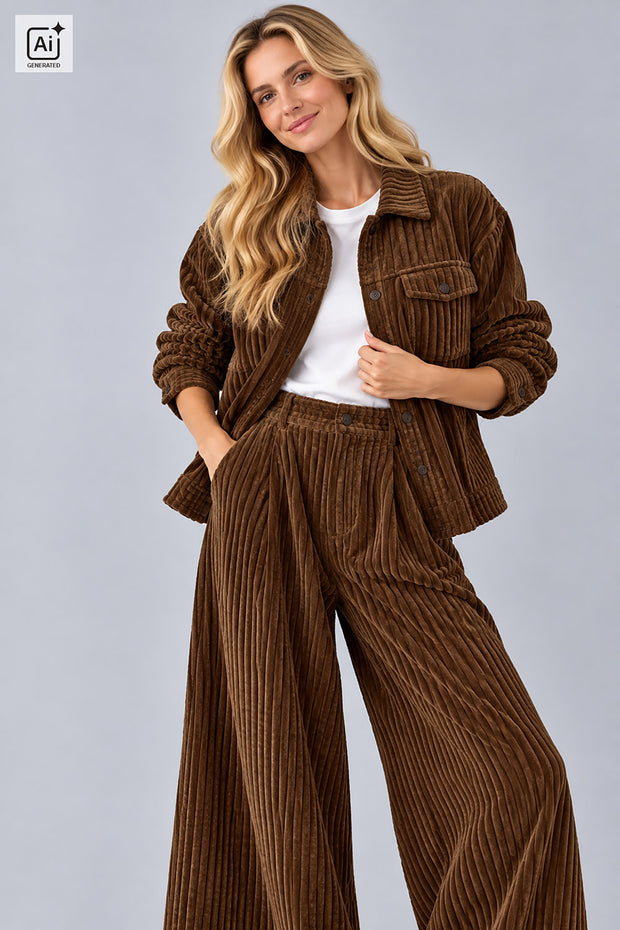 Corduroy 4.5w fabric Unicolour Brown